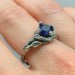 Celestial Grace: Gothic Sterling Silver Ring with Deep Blue Sapphire