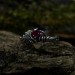 Delicate Gothic Ring with Ruby and Leaf Design