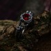 Gothic Ring with Fiery Garnet and Organic Design|Nature-Inspired Wedding Jewelry