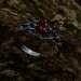 Handcrafted Gothic Silver Ring with Crimson Gem