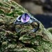 Gothic Ring with Amethyst and Intricate Silver Design