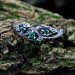 Verdant Majesty: Gothic Sterling Silver Ring with Emerald Gemstones