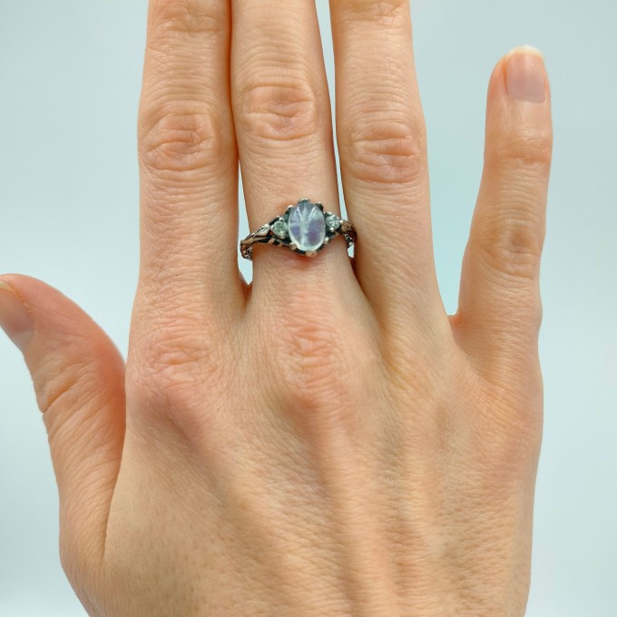 Gothic Moonstone Ring with Intricate Lunar Design| Ring for Women