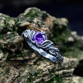 Nature-Inspired Gothic Ring with Amethyst Gemstone