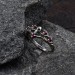 Gothic Silver Ring with Ruby-Studded Cross Design