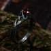 Handcrafted Gothic Silver Ring with Crimson Gem