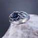 Embrace of the Night: Gothic Sterling Silver Ring with Deep Sapphire