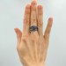Captivating Gothic Silver Ring with Amethyst and Floral Elegance