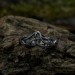 Gothic Blue Topaz Ring with Intricate Celtic Knot Motif
