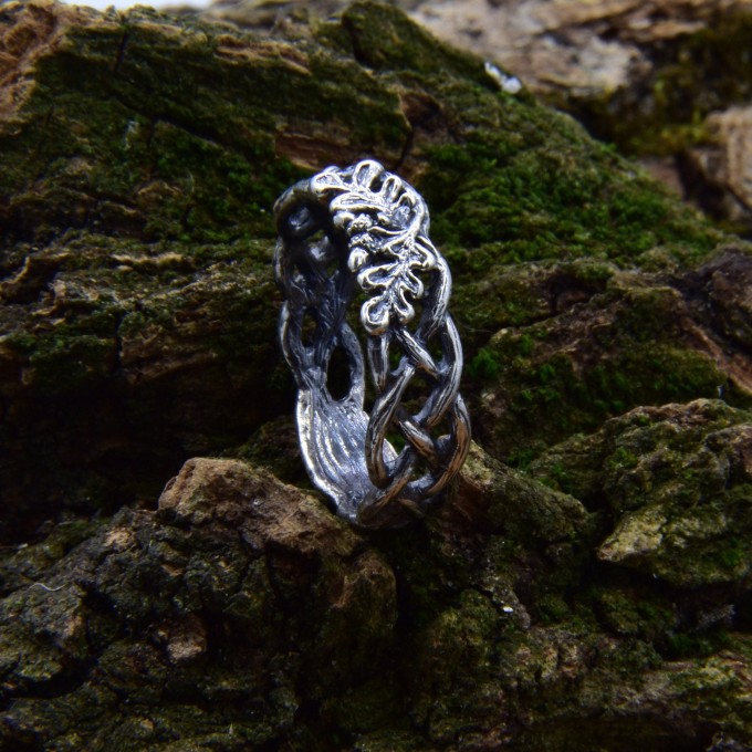 Gothic Silver Ring with Celtic Knot Motif