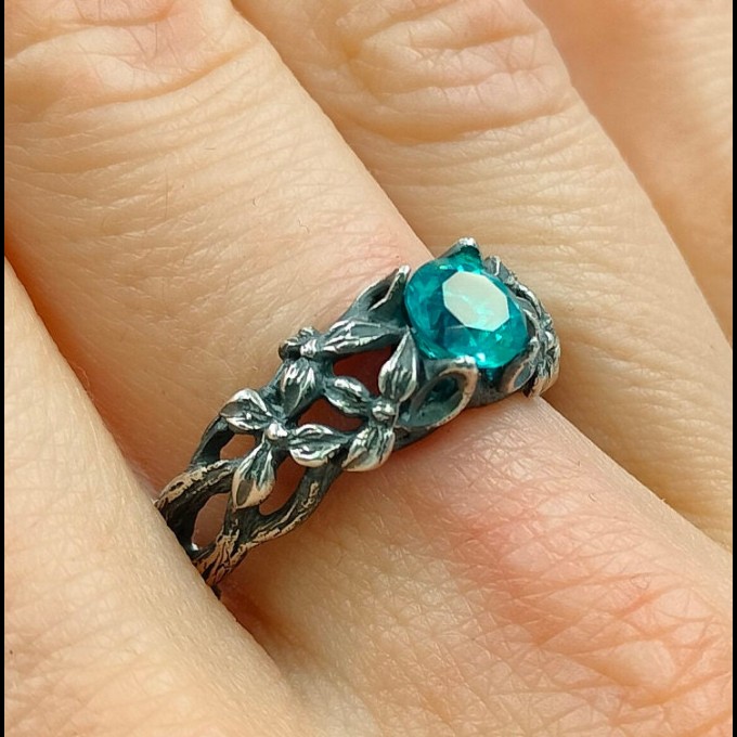 Majestic Dragon Ring with Blue Topaz Gemstone