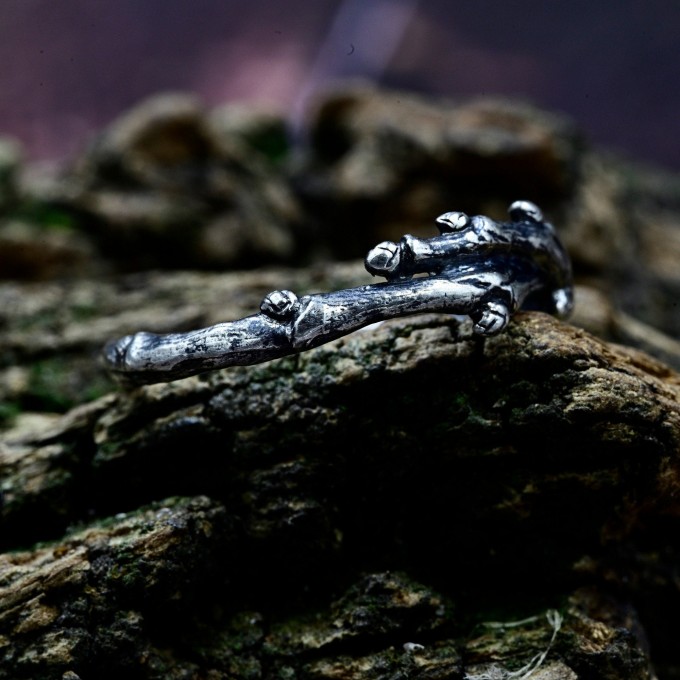 Elegant Silver Ring Inspired by Nature's Branches