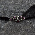 Gothic Silver Ring with Ruby-Studded Cross Design