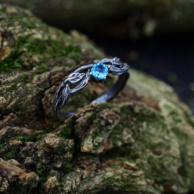 Azure Flame Silver Ring with Blue Topaz