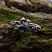 Gothic Silver Ring with Mushrooms and Emerald Design