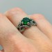 Gothic Silver Ring with an Enigmatic Emerald