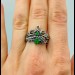Gothic Silver Ring with Emerald and Nature-Inspired Design