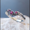 Gothic Ruby Ring with Intricate Twisting Design