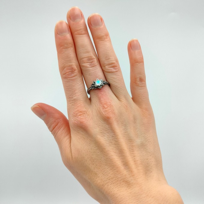 Elegant Gothic Ring with Moonstone Gemstone