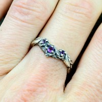 Branch and Leaf Ring for Woman with Amethyst, Unique Silver Branch Engagement Ring, Fantasy Forest Wedding Ring for Her