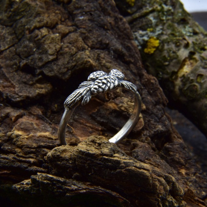 Handcrafted Pinecone Motif Silver Ring