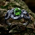 Gothic Dragon Ring with Enchanted Peridot Gemstone.