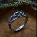 Nature-Inspired Gothic Ring with Bright Olivine