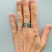 Gothic Peridot and Aquamarine Ring Set with Enchanted Nature Design