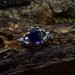 Gothic Silver Ring with Deep Blue Sapphire – Dark Elegance