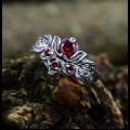Gothic Garnet Ring with Enchanted Nature-Inspired Design