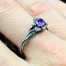 Gothic Amethyst Ring with Intricate Floral Design