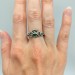 Gothic Silver Ring with Mushrooms and Emerald Design