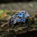 Gothic Silver Ring with Blue Topaz and Nature Design