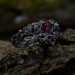 Gothic Silver Ring with Clustered Ruby Accents