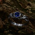 Fairy Fantasy Ring: Sapphire Twig Wedding Band with Floral Design