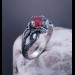 Garnet Bloom: Sterling Silver Ring with a Radiant Scarlet Gem