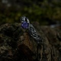 Twilight Bloom: Sterling Silver Ring with a Radiant Amethyst