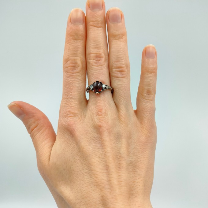 Handcrafted Silver Ring Featuring a Fiery Garnet