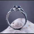 Intricate Silver Ring with Sapphire Gemstone