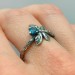Gothic Silver Ring with Dragonfly and Blue Topaz