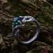 Gothic Silver Ring with an Enigmatic Emerald