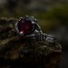 Heart-Shaped Ruby Ring - Gothic Charm in Dark Silver