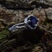 Celestial Grace: Gothic Sterling Silver Ring with Deep Blue Sapphire