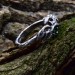 Gothic Silver Ring with Mushrooms and Emerald Design