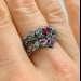 Gothic Silver Ring with Clustered Ruby Accents