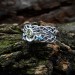 Gothic Peridot and Aquamarine Ring Set with Enchanted Nature Design