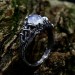 Gothic Moonstone Ring with Intricate Forest Design
