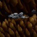 Silver Pinecone Ring with Forest Motif