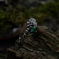 Forest Grace: Gothic Sterling Silver Ring with Emerald Gemstone