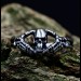 Dark Gothic Silver Ring with Skull and Garnet
